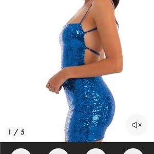 Lucy in the Sky blue sequin body con dress